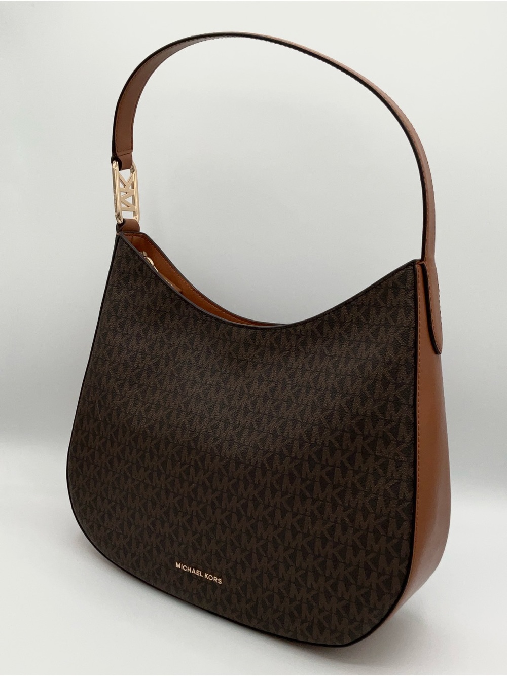 Michael Kors - Shoulder Bag Hobo Large Brown Canvas Kensington Logo - EXCELLENT